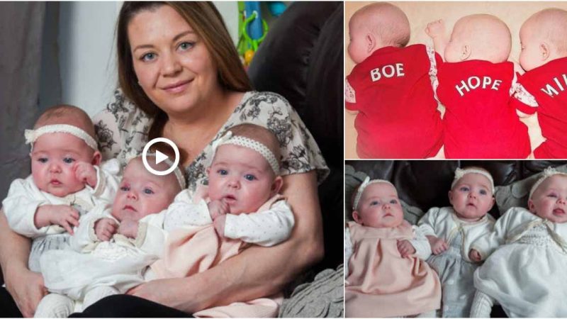 A proud mother defied the odds of 2,000,000 to 1 by having three identical girl triplets through natural conception.