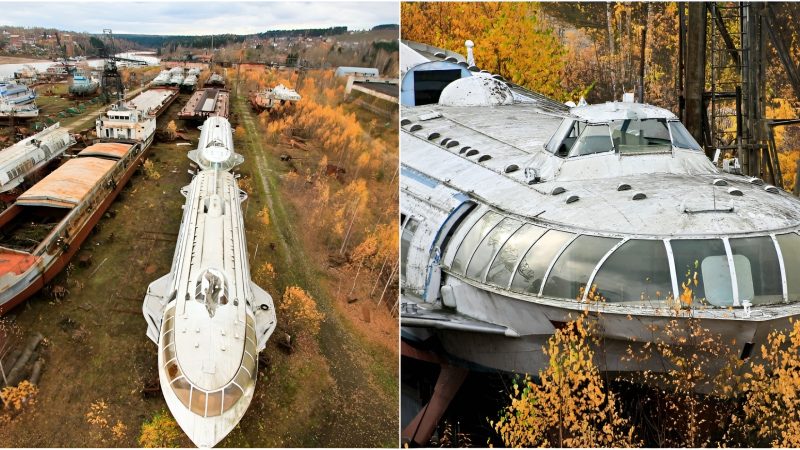 “Abandoned Soviet Hydrofoils: Once Heroes of the Russian Riverways, Now Slowly Decaying Under the Passage of Time”