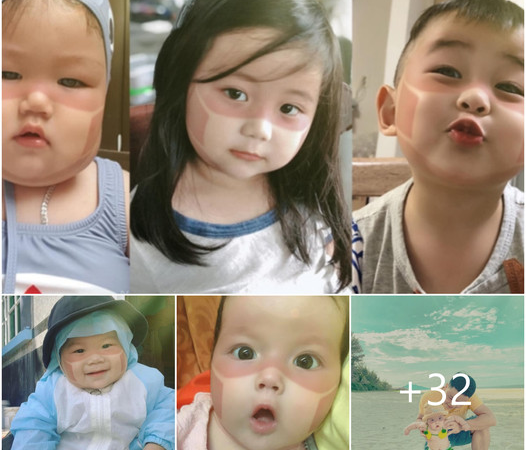 Netizens laughed with a series of photos of sunburned babies, printed with masks on their faces 