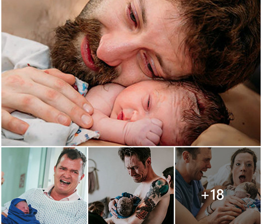 Moving Photo Captures Tearful Father Welcoming Newborn Baby with Overwhelming Emotion