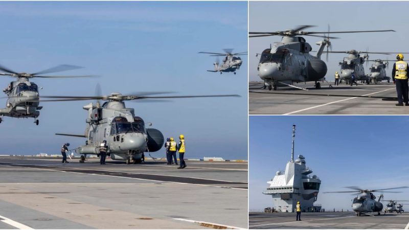 Upgraded Merlin AEW Helicopter Takes Flight from Royal Navy Aircraft Carrier