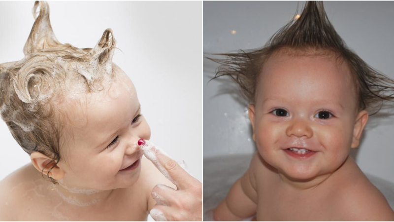 Creative Bath Time: Mothers’ Heartwarming Hairstyles for Babies Sweep Social Media