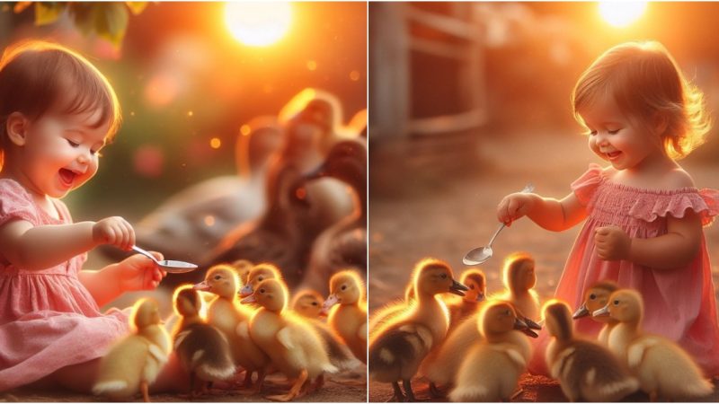 Harmony in Nature: A 3-Year-Old’s Enchanting Bond with a Flock of Ducklings