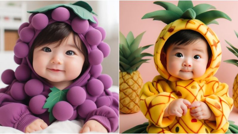 Fascinating Moments: The Online Community Is Captivated By The Adorable Babies In Interesting Fruit Costumes