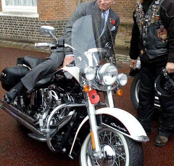 King of the Road: Prince Charles Tries a Harley Davidson on for Size